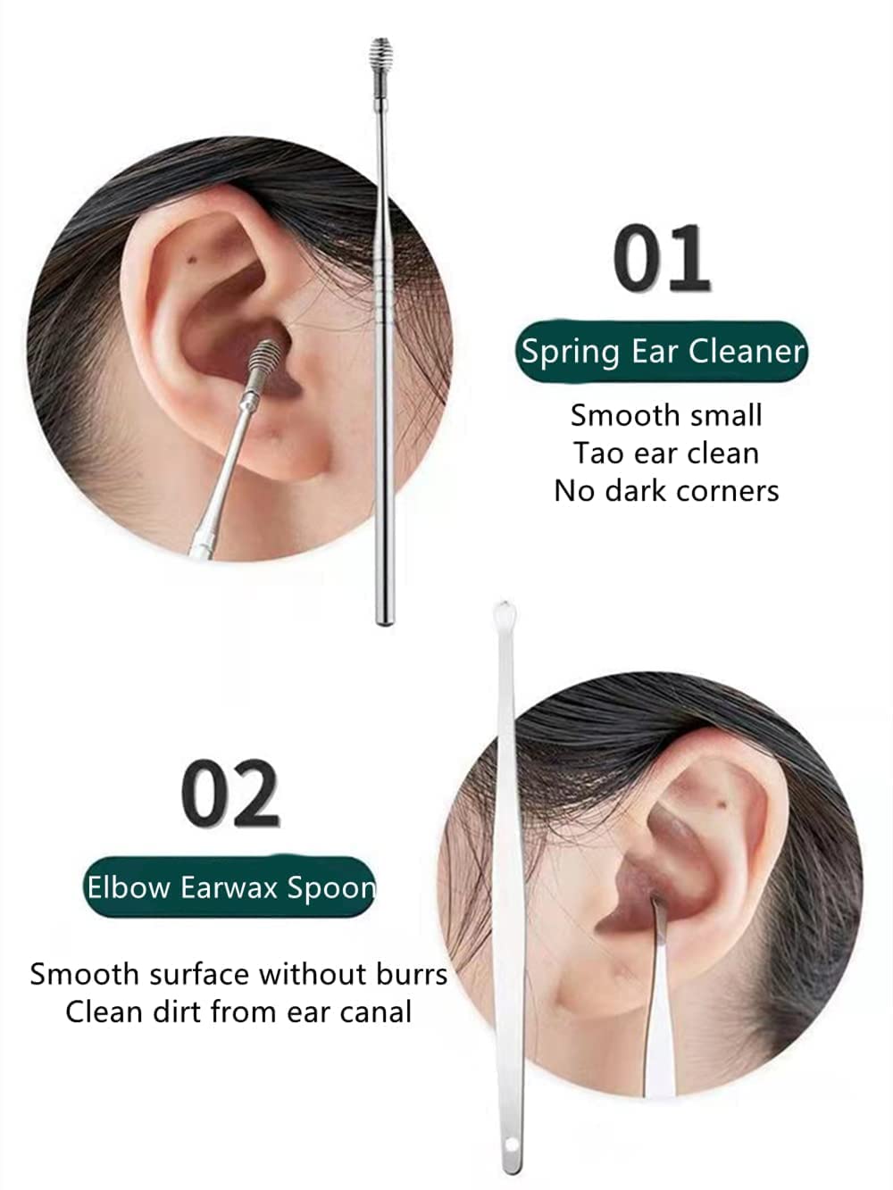6 Pcs Stainless Steel Ear Wax Cleaner Tool Kit with Storage Case and Cleaning Brush