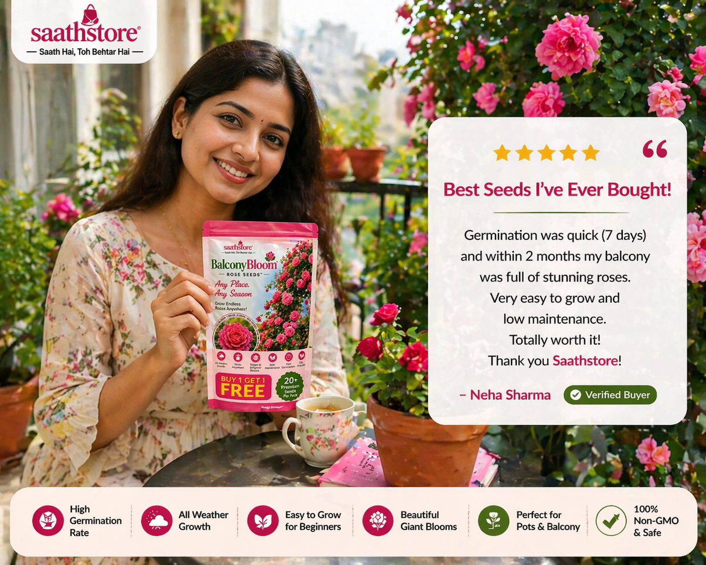 BalconyBloom Rose Seeds™ By SaathStore