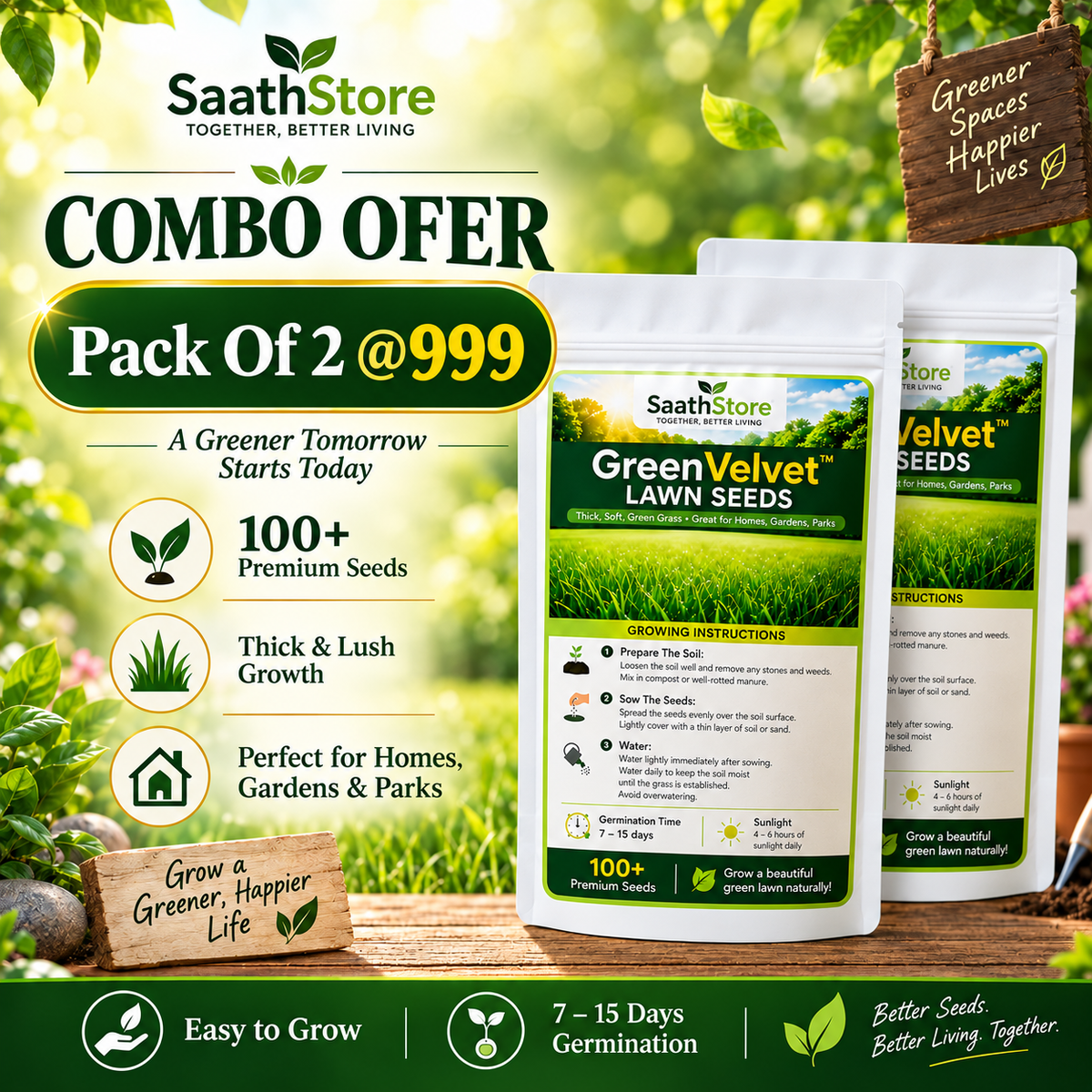 🌱 GreenVelvet™ Lawn Seeds By SaathStore