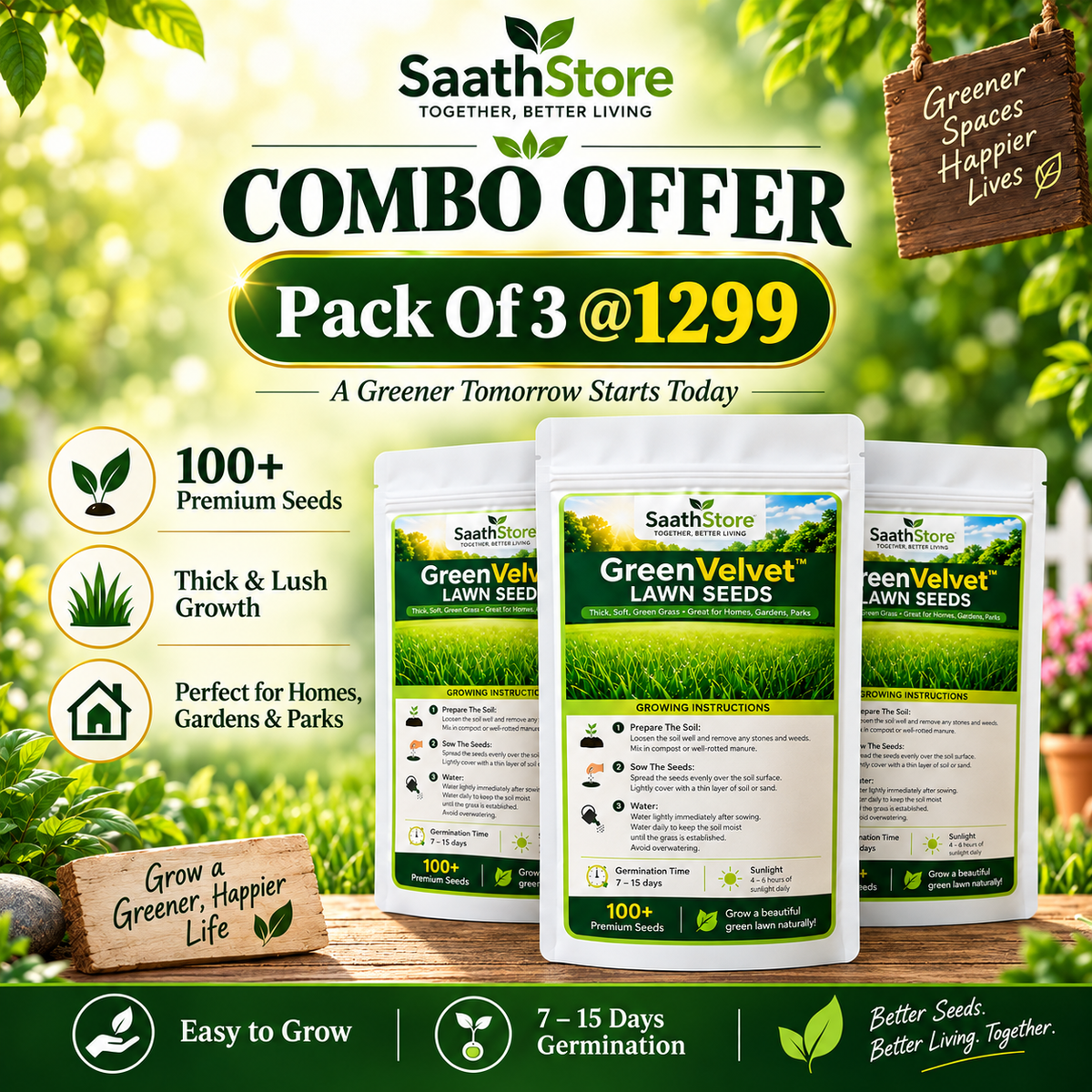 🌱 GreenVelvet™ Lawn Seeds By SaathStore