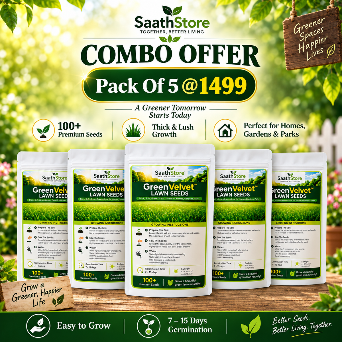 🌱 GreenVelvet™ Lawn Seeds By SaathStore