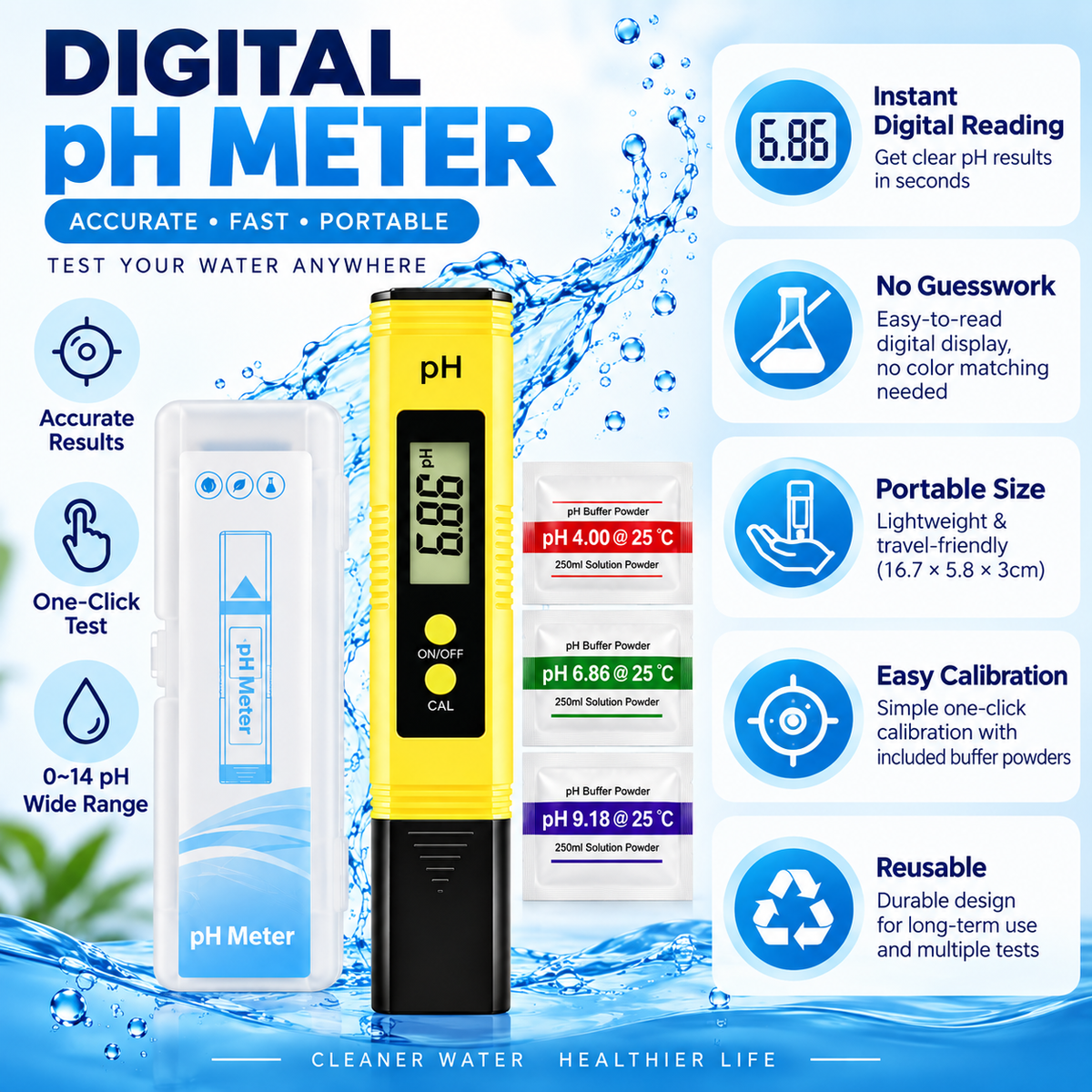 Digital pH Meter – Instant Water Testing Kit 💧
