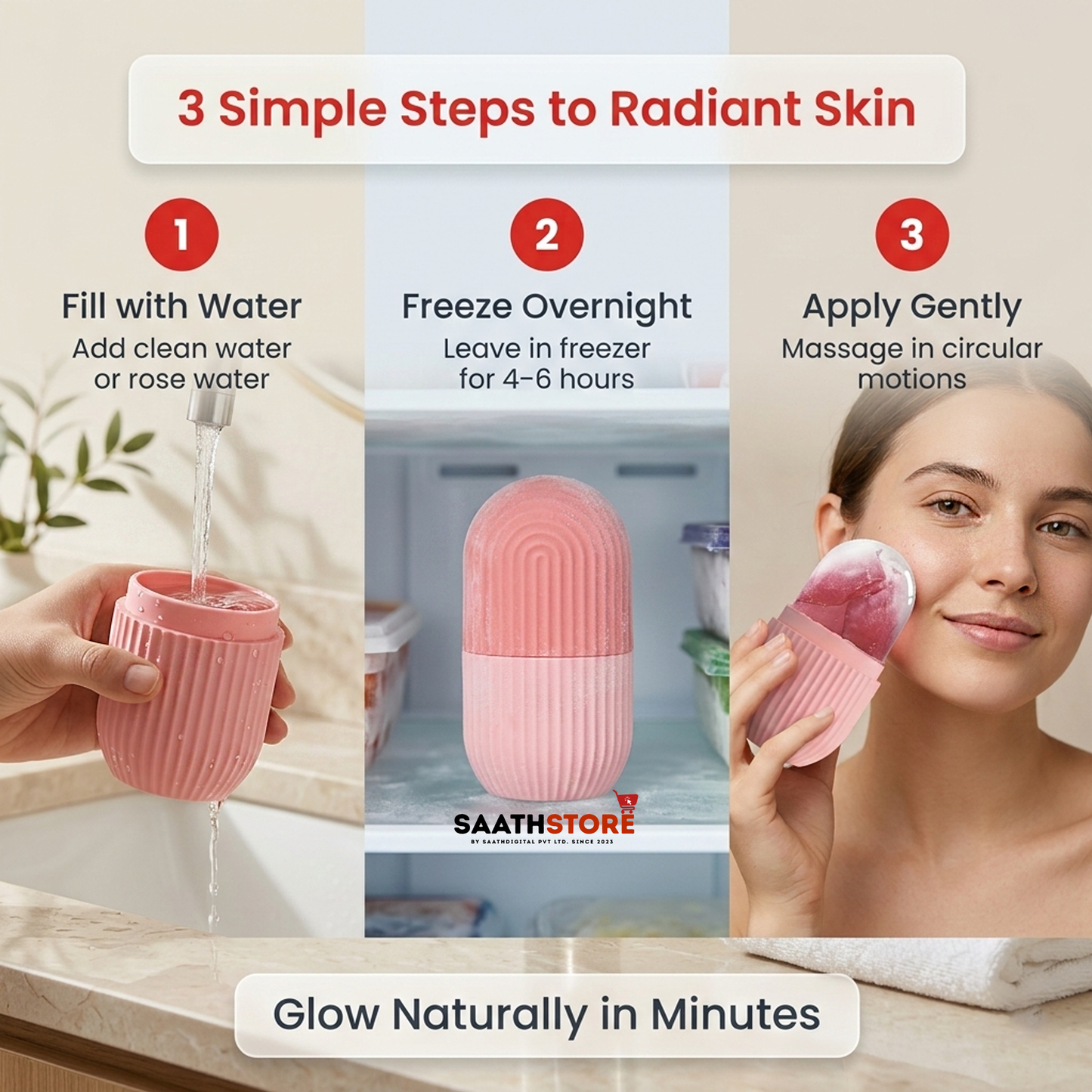 SaathStore GlowCaps™ Ice Facial Massager